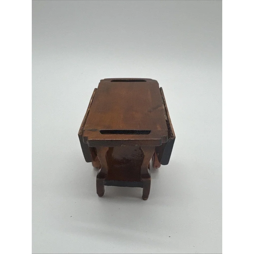 Vtg Dollhouse Miniature Wooden Tea Cart Serving Table On Wheels Furniture